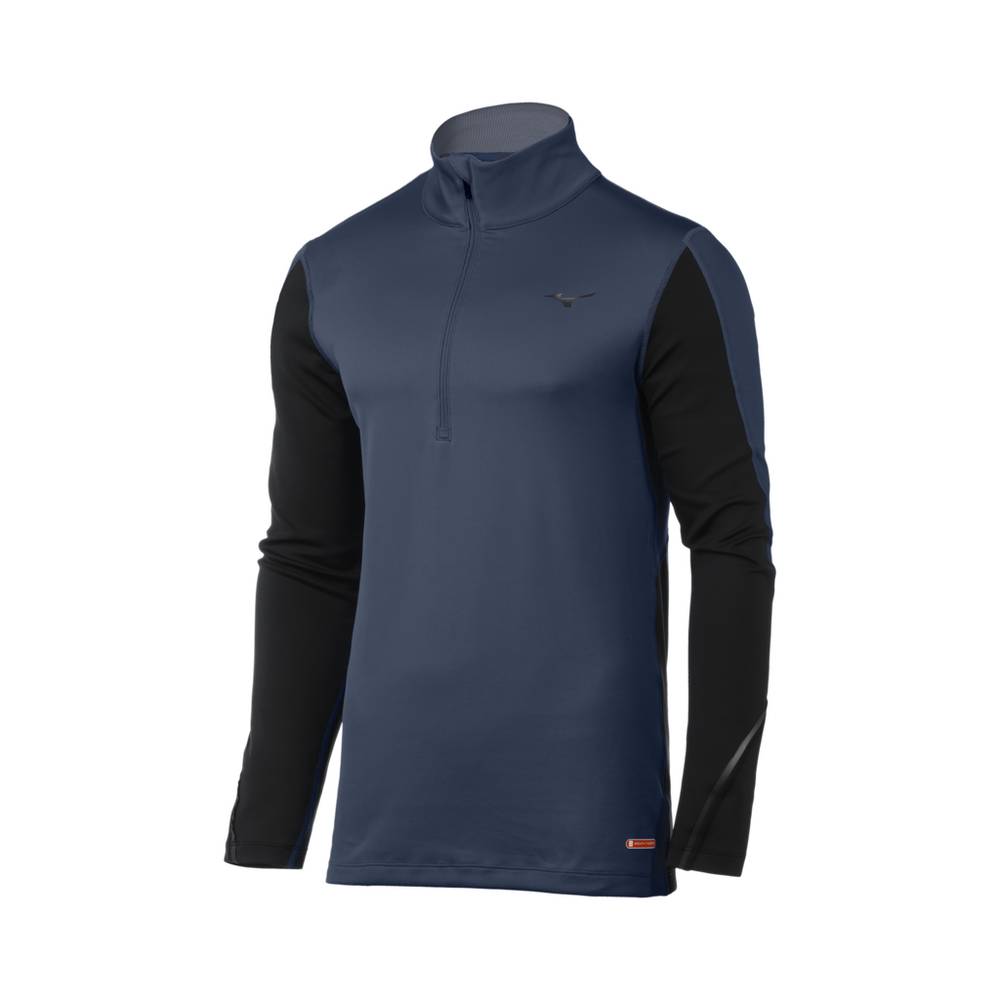 Panske Base Layer Mizuno Breath Thermo® Half Zip Indigo/Čierne Vypredaj SXBP51284